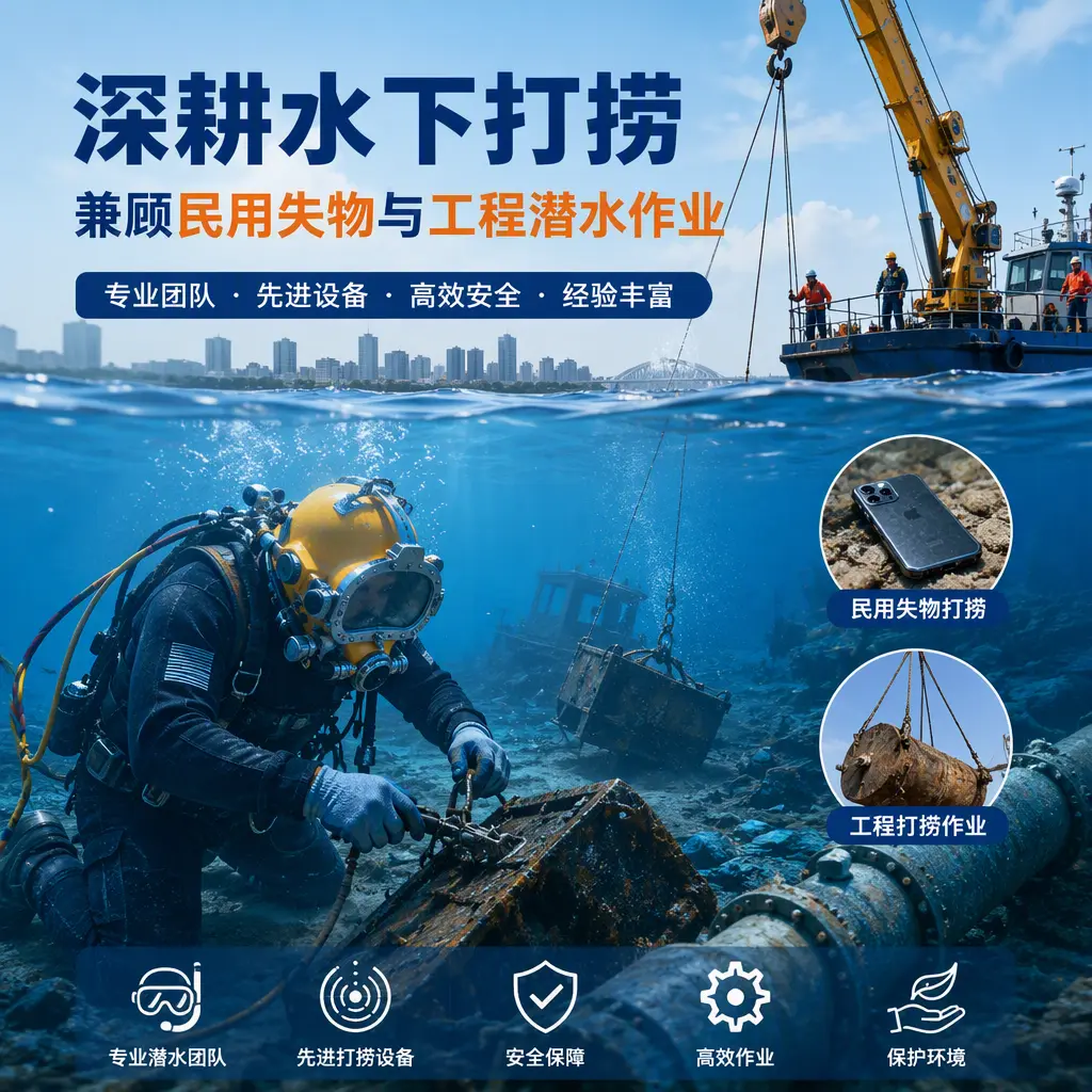 深耕水下打捞，兼顾民用失物与工程潜水作业泸州