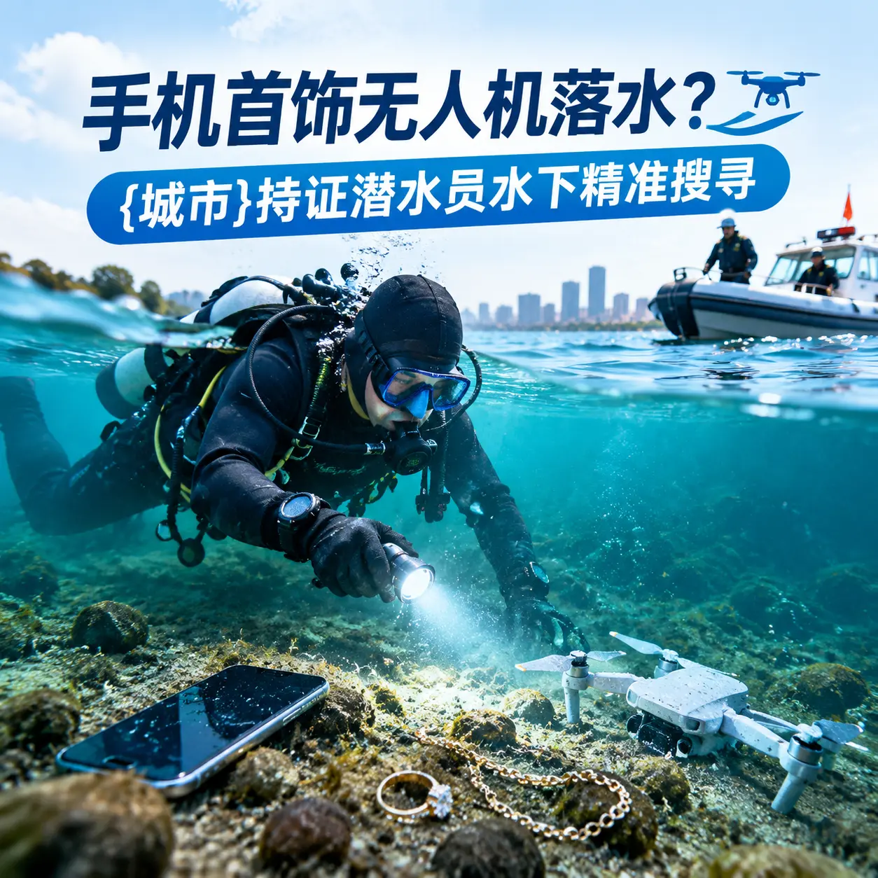 手机首饰无人机落水？泸州持证潜水员水下精准搜寻